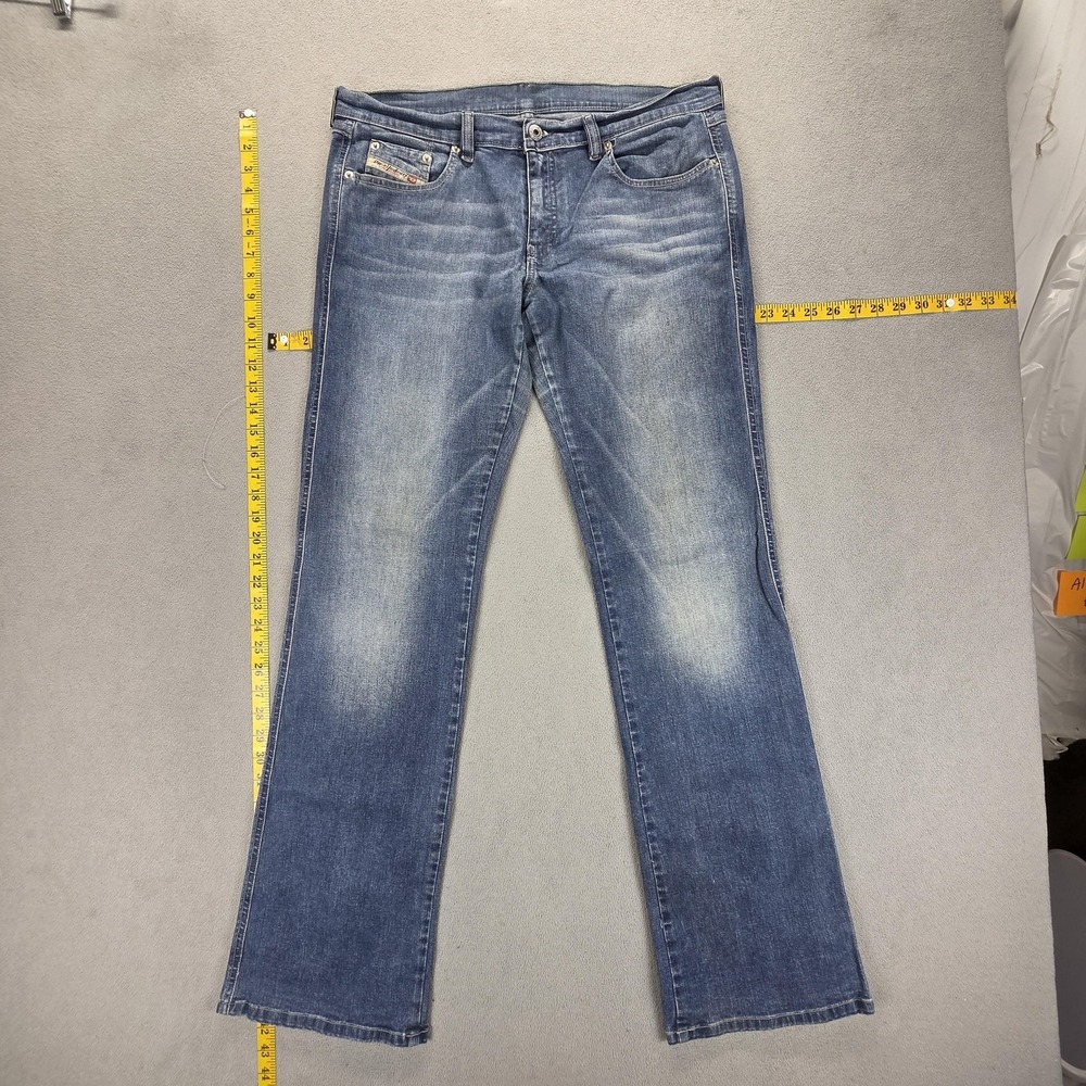 Diesel Jeans Womens 32x34 Blue Wash Regular Bootcut Distressed Made In Italy